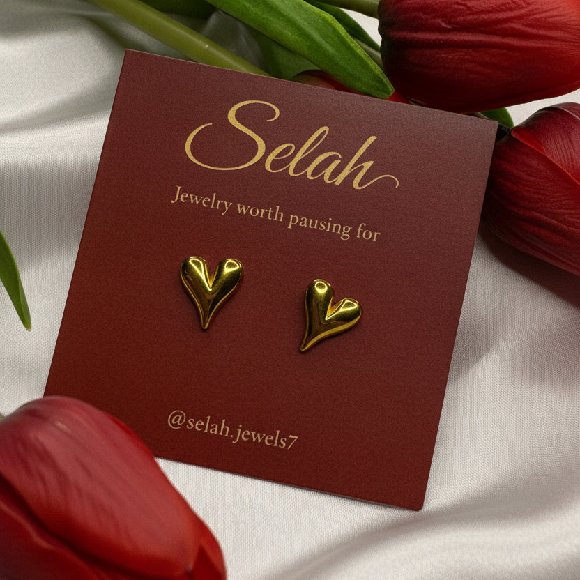 Puffed Heart Stud Earrings