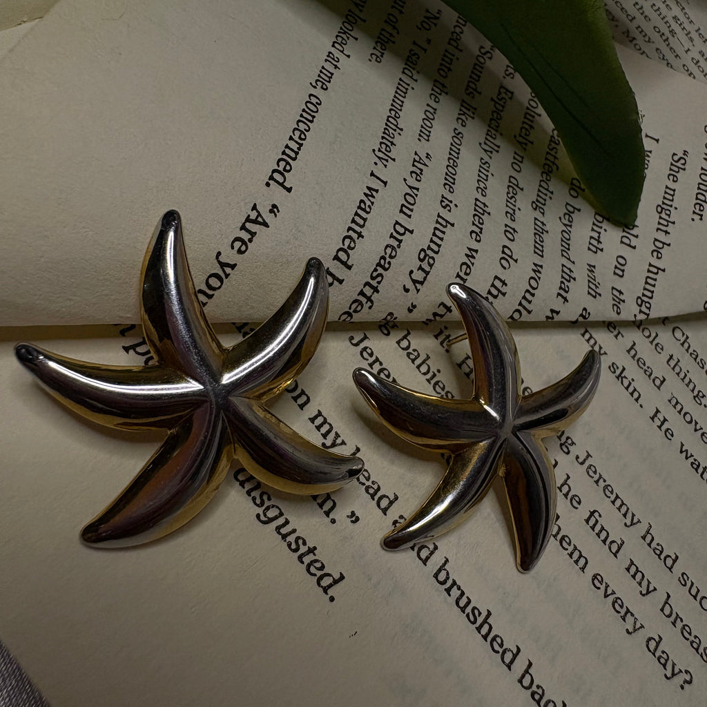 Mixed Metal Star Earrings