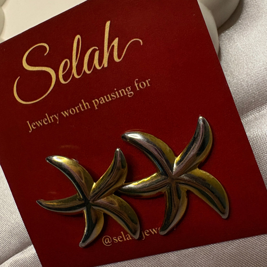 Mixed Metal Star Earrings
