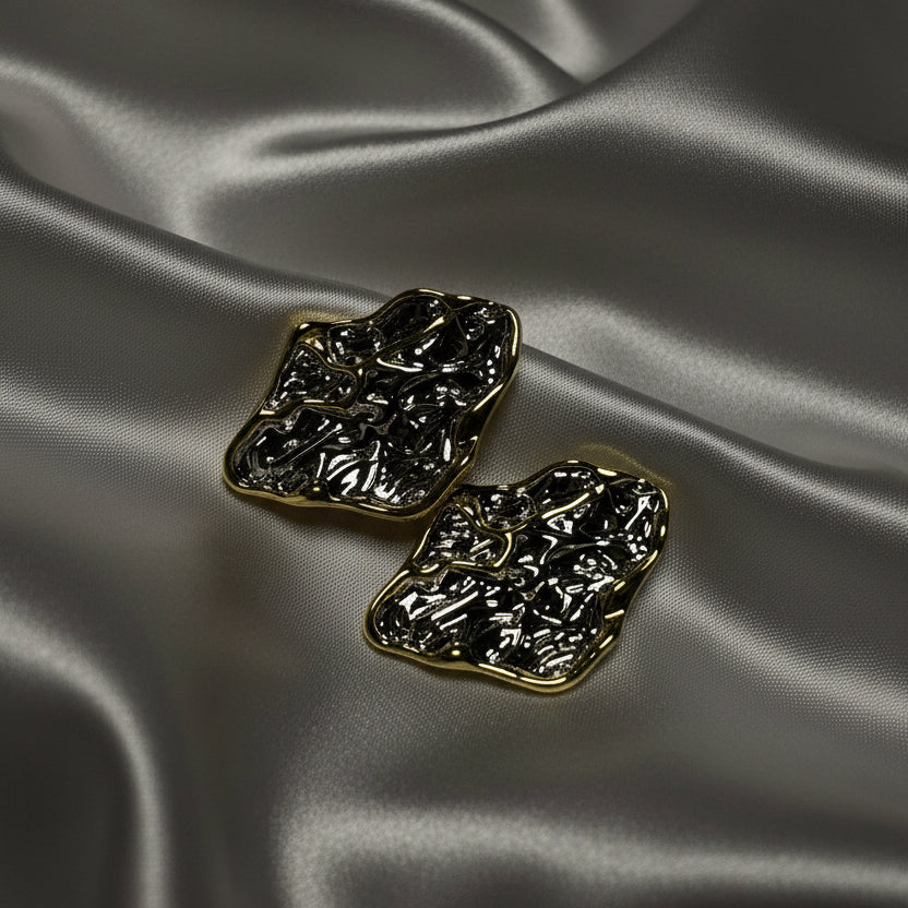 Gold-Plated Oval Drop Earrings