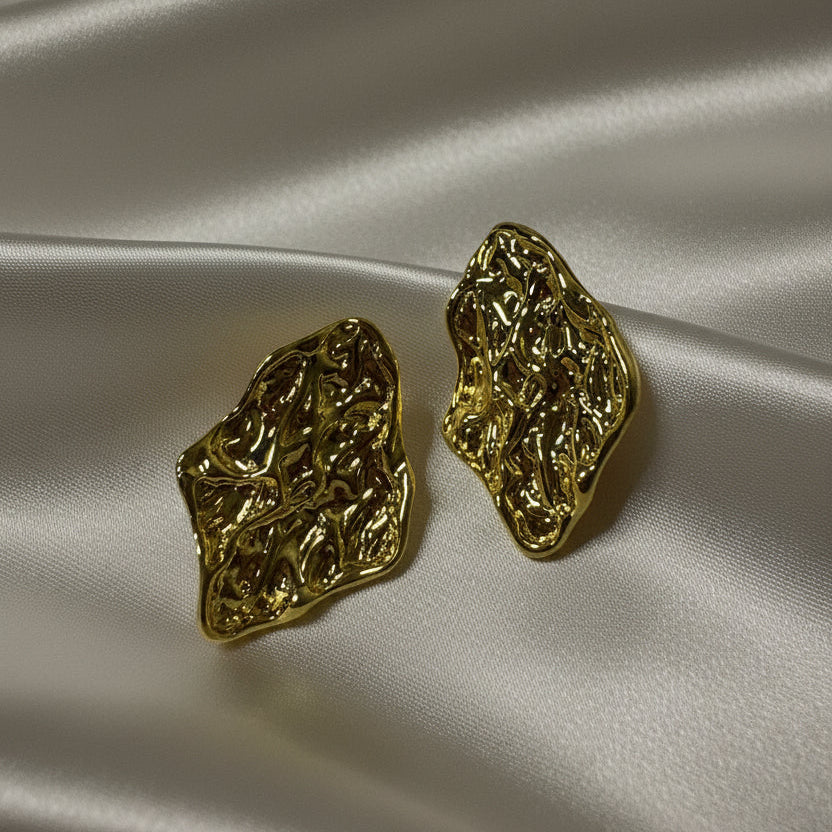 Gold-Plated Oval Drop Earrings