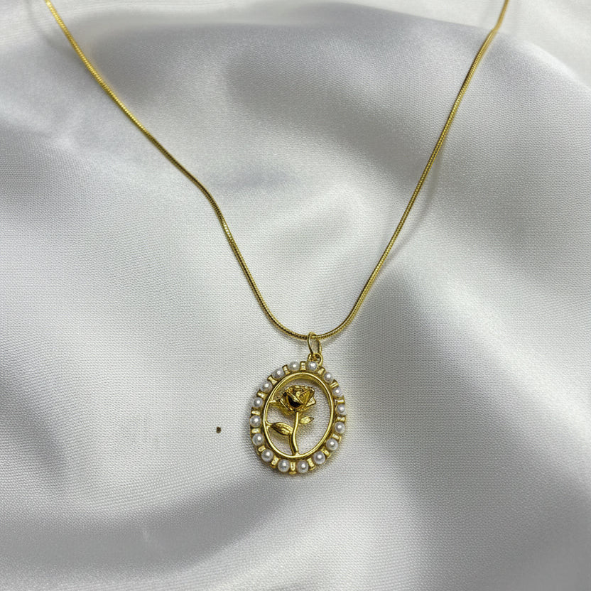 Enchanted Rose Oval Necklace