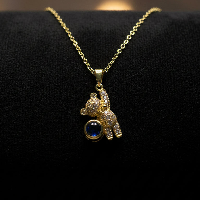 Teddy Bear Projection Necklace, 100 Languages