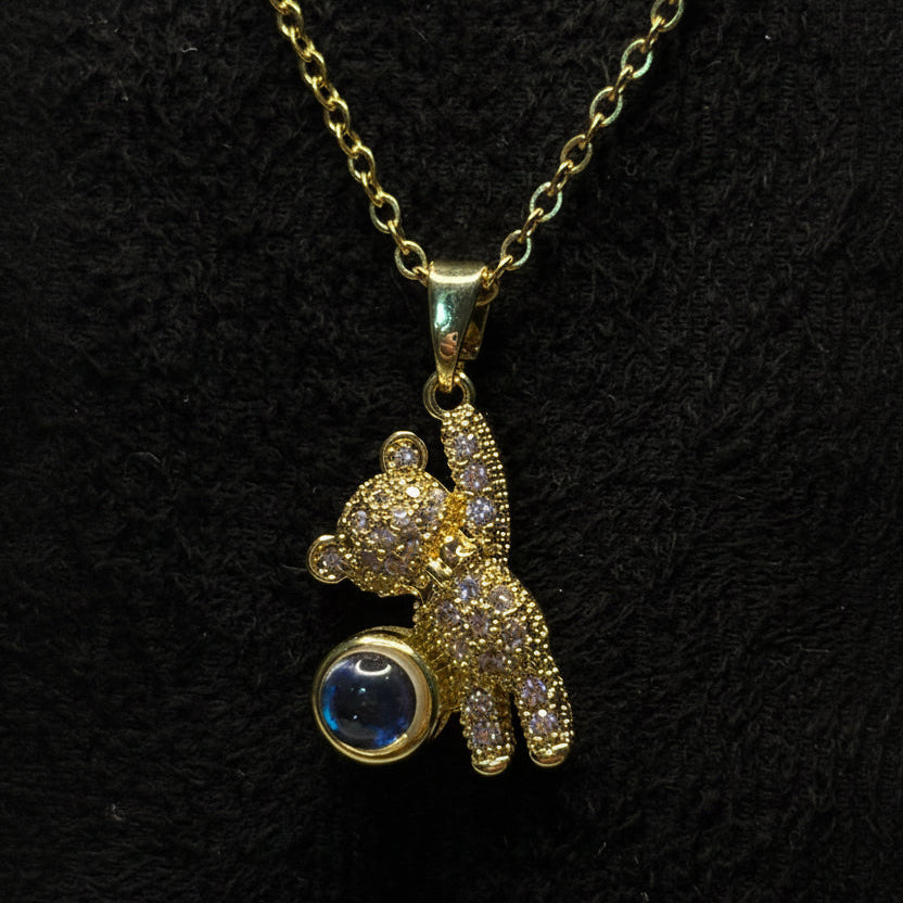 Teddy Bear Projection Necklace, 100 Languages