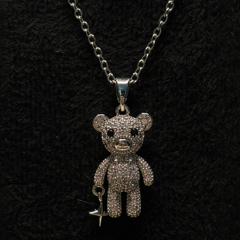 Silver Teddy Bear Necklace