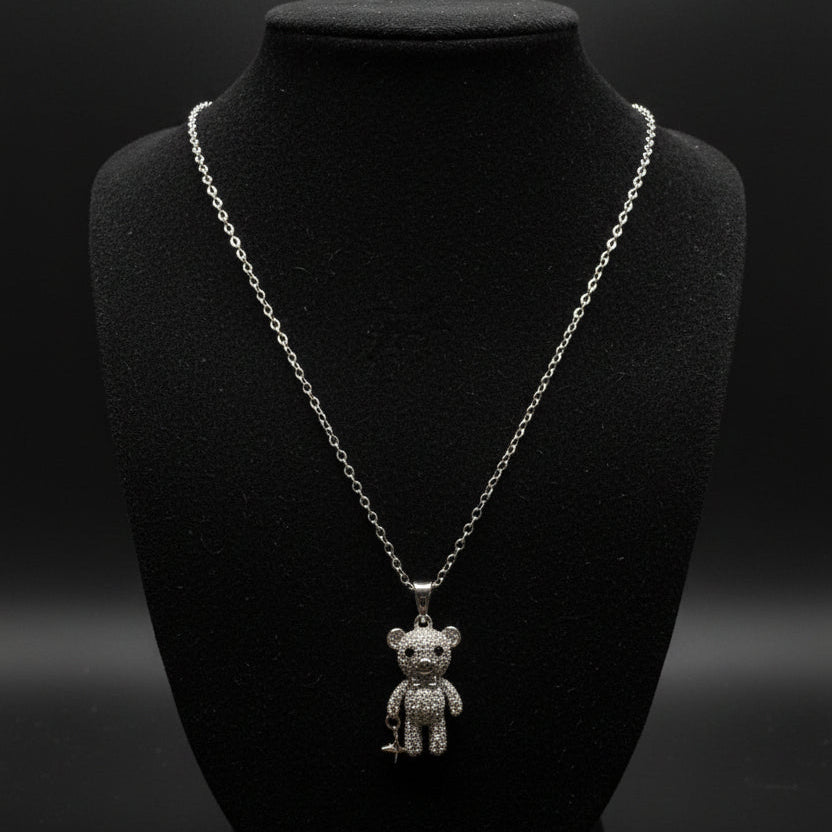 Silver Teddy Bear Necklace
