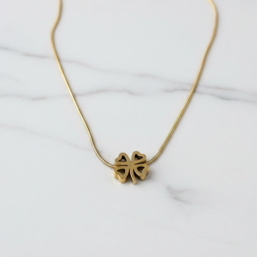 Small Gold Lucky Clover Necklace