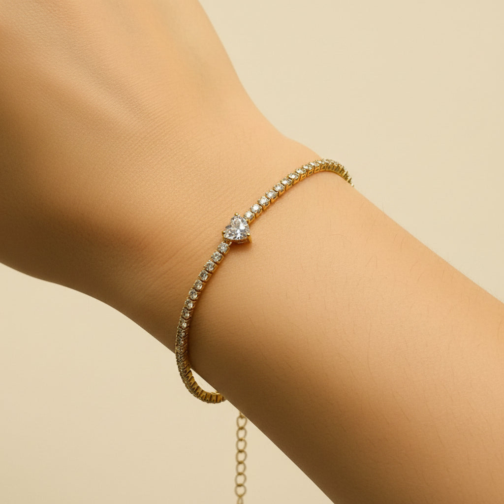 Diamond Heart Tennis Bracelet