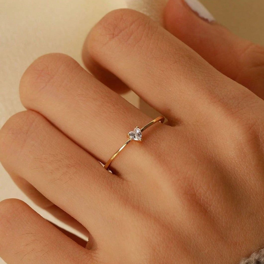 Dainty Heart Solitaire Ring