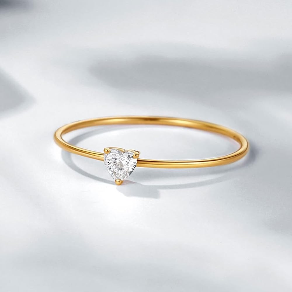 Dainty Heart Solitaire Ring