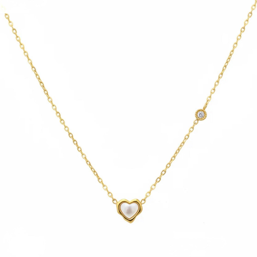 Dainty Pearl Heart Necklace