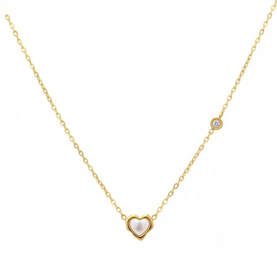 Dainty Pearl Heart Necklace