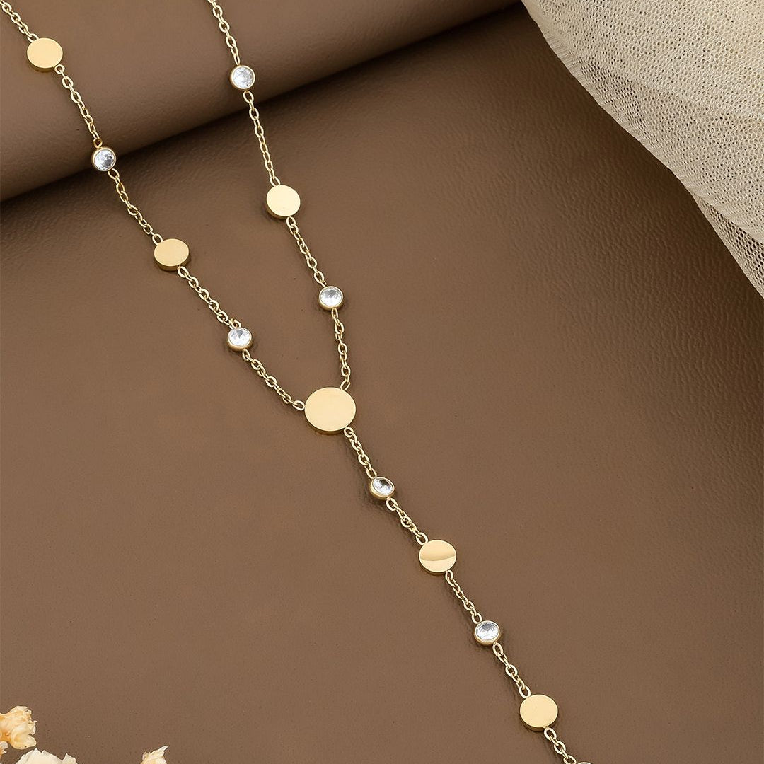 Gold Coin Lariat Necklace