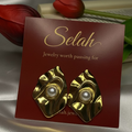 Textured Gold Pearl Earrings